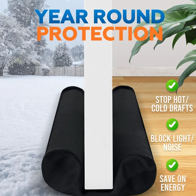 Alt view image 5 of 7 - Under Door Draft Stopper - Bottom Door Gap Filler & Seal - Fits 30 to 36 Door, Double Side Block Noise, Sound, Air, Bugs, Dust, Easy to Install, No Adhesive, Black