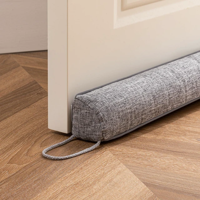 Main image of Linen Door Draft Stopper, Removable Washable Cover, 38", Gray | Weighted Gap Filler, Blocks Hot and Cold Air, All-Season Seal, Easy Install, Noise & Wind Blocker, Home Essentials