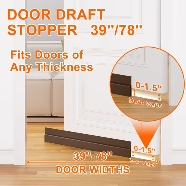 Alt view image 4 of 7 - Door Draft Stopper for Bottom of Door, Adjustable Weather Stripping Door Seal for Cold Insulation, Under Door Sweep for Exterior & Interior Doors, Door Bottom Seal Blocker Noise (39inch,Brown)