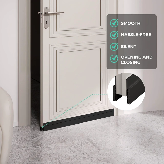Alt view image 2 of 7 - 2 Pack Under Door Draft Stopper Weather Stripping Door Seal Threshold Strip | Self-adhesive silicone door draft stopper for blocking air loss, noise, dust and bug, door gap reducer for bottom door