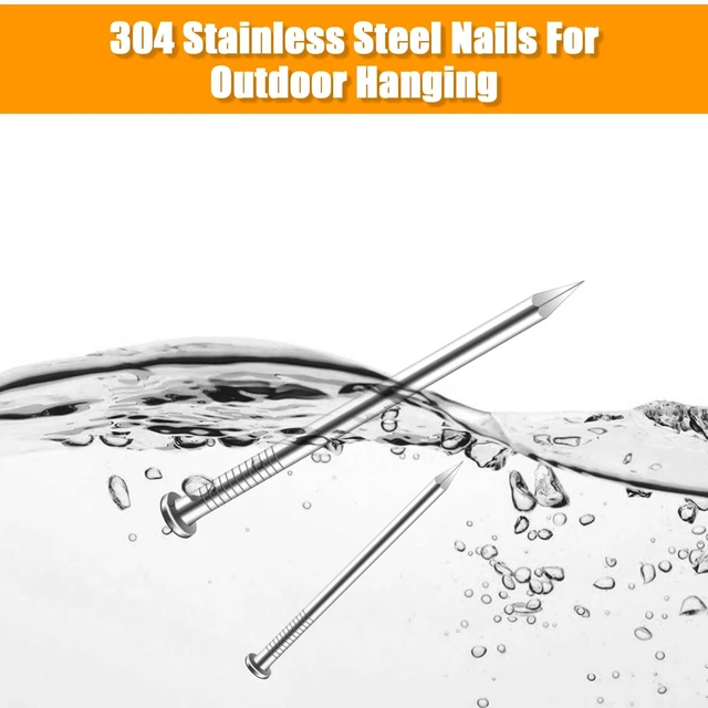 Alt view image 2 of 7 - 500Pcs Stainless Steel Wall Nails Assortment Kit, 6 Sizes Long Nails for Hanging Picture Frames,Shelves, Wood, Drywall, Small Nails, Finishing Nail for Home Decor & Home Improvement