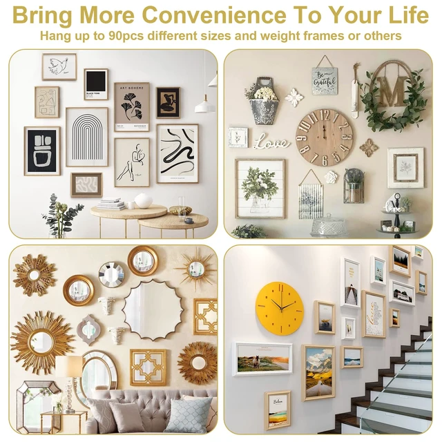 Alt view image 2 of 7 - 90PCS Picture Hanging Nails, 3 Sizes Wall Decorative Nails for Hanging Pictures Frame Kit Hanging Hardware Tool Hangers for Claw Drywall Nails (Small Medium Large Nails)