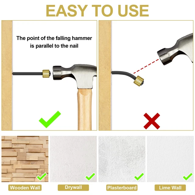 Alt view image 5 of 7 - 90PCS Picture Hanging Nails, 3 Sizes Wall Decorative Nails for Hanging Pictures Frame Kit Hanging Hardware Tool Hangers for Claw Drywall Nails (Small Medium Large Nails)