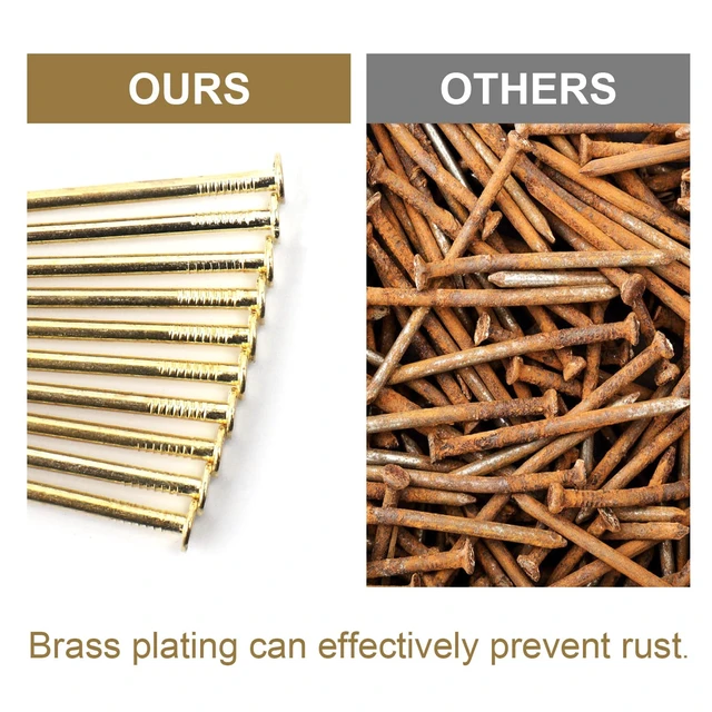 Alt view image 5 of 7 - 358PCS Brass Plated Nails Assortment Kit, 6 Sizes for Hanging & Woodworking | Sharp Points for Easy Start, Rustproof Finish, Storage Box Included, Great for Picture Frames & Shelve