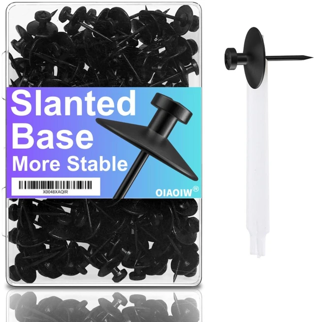 Main image of 50pcs Black Thumb Tacks - Heavy Duty Double Headed Metal Wall Tacks
