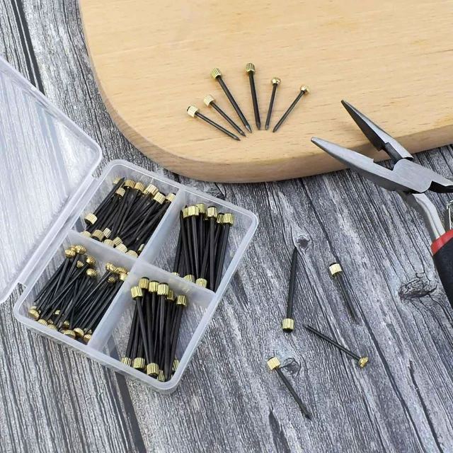 Alt view image 7 of 7 - 90 Pcs Nails for Hanging Picture Decorative Nail for Hanging Wall Decor Pictures Frame Kit 3 Sizes Picture Hangers Photo Hanger Made of Steel Pin & Brass Head Nails Hardware with Plastic Box (Black)