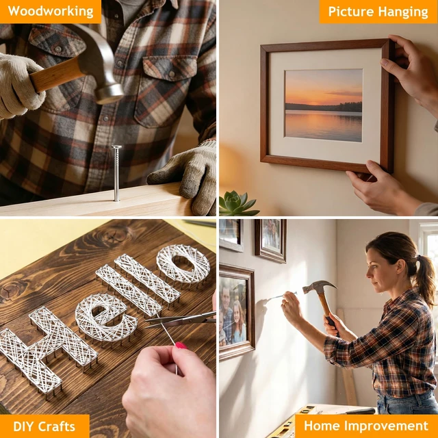 Alt view image 7 of 7 - 7 Sizes Picture Hanging Nails Assortment Kit, 340 Pcs Galvanized Nails Including Common Nail, Finishing Nails & Double Headed Nail, Small & Long Nail for Hanging Pictures, Wall Art, Home Decor