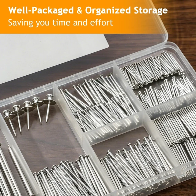Alt view image 6 of 7 - 7 Sizes Picture Hanging Nails Assortment Kit, 340 Pcs Galvanized Nails Including Common Nail, Finishing Nails & Double Headed Nail, Small & Long Nail for Hanging Pictures, Wall Art, Home Decor