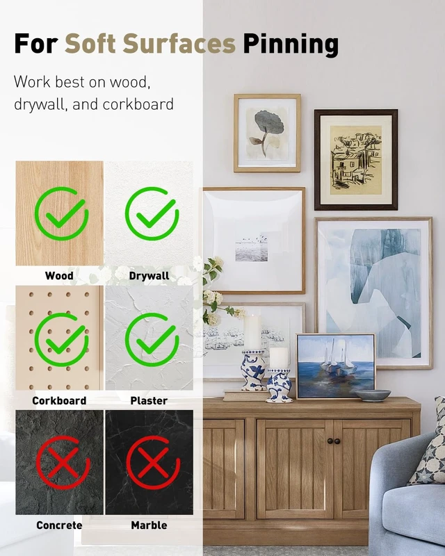 Alt view image 3 of 7 - 80 Pcs Picture Hangers, Picture Hanging Kit 4 Sizes | Picture hanging hooks, picture Hanging Nails, long picture hooks, for photo frame Art mirror decor, gold