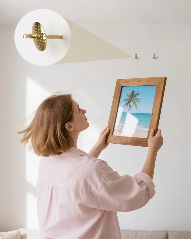 Alt view image 7 of 7 - 80 Pcs Picture Hangers, Picture Hanging Kit 4 Sizes | Picture hanging hooks, picture Hanging Nails, long picture hooks, for photo frame Art mirror decor, gold