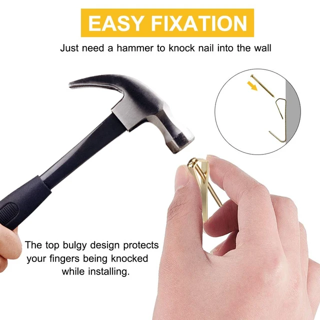 Alt view image 5 of 7 - 50pcs Picture Hangers with Different Sizes, Heavy Duty 30-100lbs Picture Hanging Hooks with Nails, Wall Hangers,Picture Hooks,Professional Plaster Picture Hanging Kit for Wooden Wall or Drywall