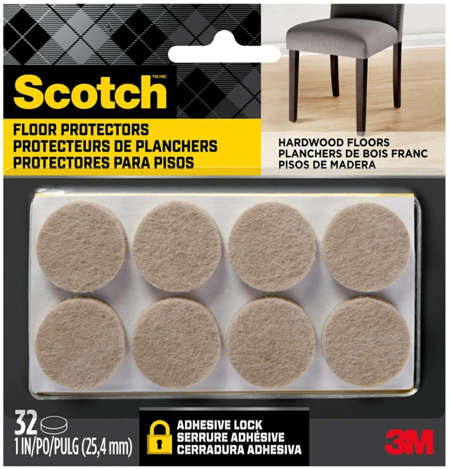 Main image of Felt Pads 32 PCS Beige, Felt Furniture Pads for Protecting Hardwood Floors, 1" Round, Easy-to-apply, Self-Stick design, Reliable protection from nicks, dents and scratches (SP802-NA)