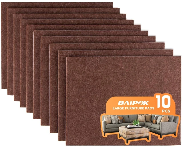 Main image of Furniture Pads 10 Pieces Self Adhesive Furniture Felt Pads 8" x 6" Cuttable | Felt Chair Pads, Anti Scratch Furniture Floor Protectors for Furniture Legs Hardwood Floor, Brown