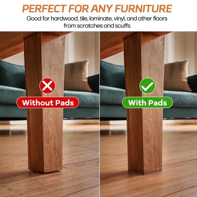 Alt view image 3 of 7 - Furniture Pads 10 Pieces Self Adhesive Furniture Felt Pads 8" x 6" Cuttable | Felt Chair Pads, Anti Scratch Furniture Floor Protectors for Furniture Legs Hardwood Floor, Brown