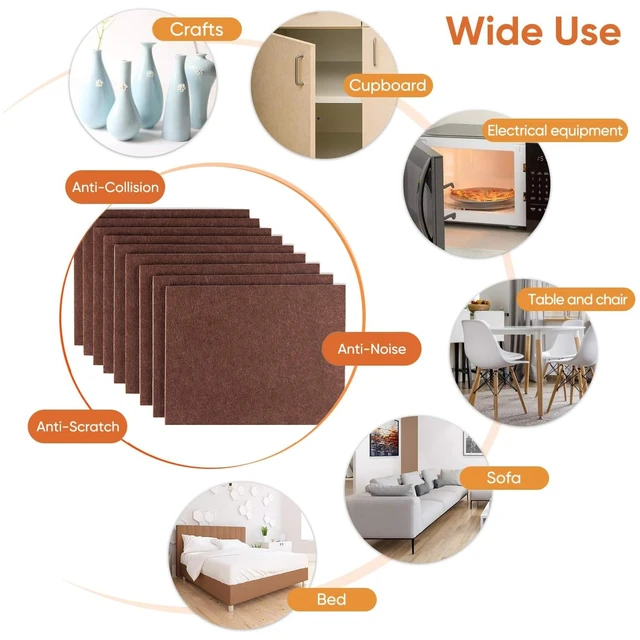 Alt view image 6 of 7 - Furniture Pads 10 Pieces Self Adhesive Furniture Felt Pads 8" x 6" Cuttable | Felt Chair Pads, Anti Scratch Furniture Floor Protectors for Furniture Legs Hardwood Floor, Brown