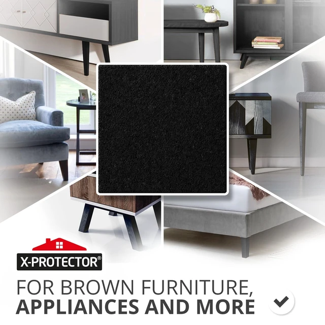 Alt view image 2 of 6 - Premium Felt Furniture Pads - 20 PCS 6 x 1/2" - Black | Rectangular Pads with Tenacious Adhesive - Protects Hardwood, Laminate & Tile Floors