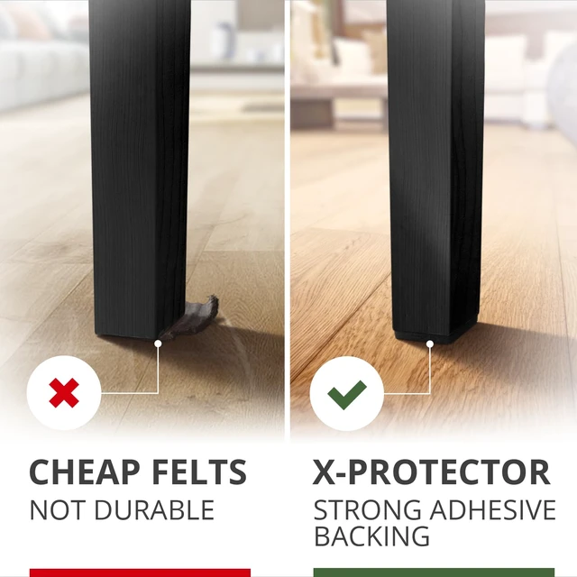 Alt view image 5 of 6 - Premium Felt Furniture Pads - 20 PCS 6 x 1/2" - Black | Rectangular Pads with Tenacious Adhesive - Protects Hardwood, Laminate & Tile Floors