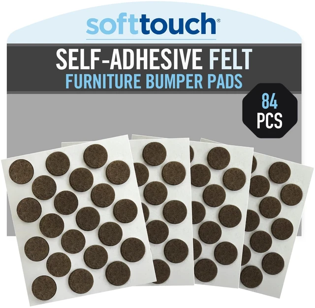 Main image of 3/8" Round Mini Self-Stick Furniture Slider Felt Pads for Hard Surfaces, Noise-Reducing Adhesive Furniture Moving Pads for Beds, Sofas, Dressers, 84-Count, Brown