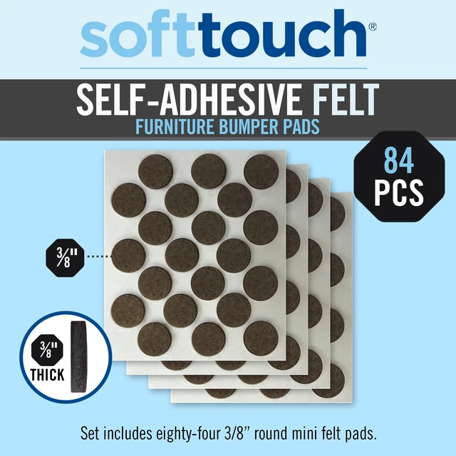 Alt view image 2 of 7 - 3/8" Round Mini Self-Stick Furniture Slider Felt Pads for Hard Surfaces, Noise-Reducing Adhesive Furniture Moving Pads for Beds, Sofas, Dressers, 84-Count, Brown