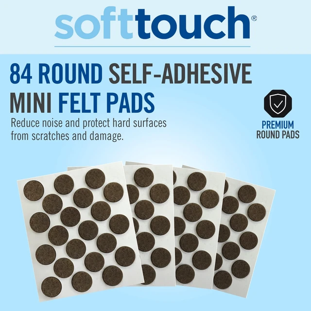 Alt view image 3 of 7 - 3/8" Round Mini Self-Stick Furniture Slider Felt Pads for Hard Surfaces, Noise-Reducing Adhesive Furniture Moving Pads for Beds, Sofas, Dressers, 84-Count, Brown