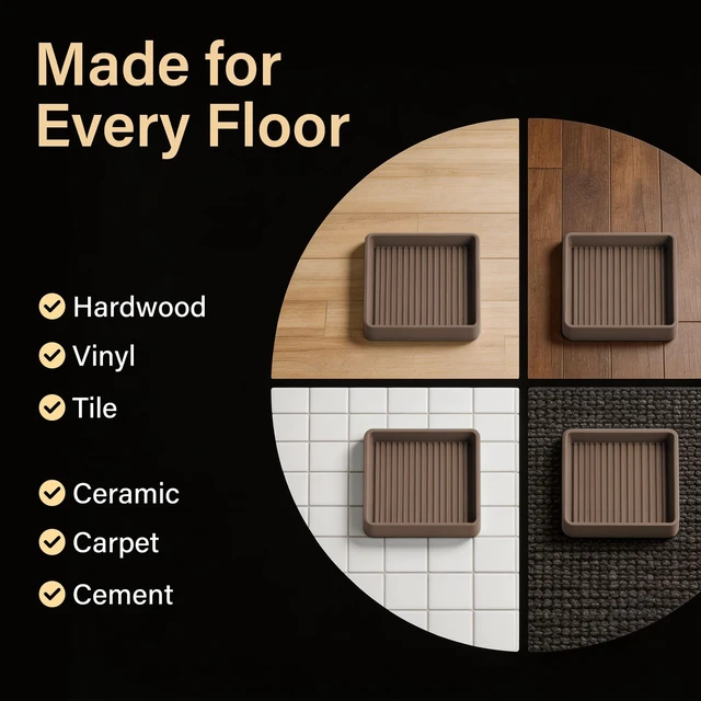 Alt view image 4 of 6 - Non Slip Furniture Pads for Hardwood Floors -8Pcs 3 Coasters Cups | Furniture Couch Stoppers to Prevent Sliding ,Anti Slip Furniture Grippers Rubber Feet, Floor Protectors for Furniture Bed