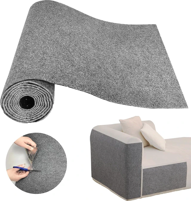 Main image of Cat Scratch Couch Furniture Protector, Self-Adhesive Scratch Pad | 39.3x15.8In, DIY Climbing Cat Carpet Mat for Door Window Protector, Couch Guard from Claws with Pins & Tape (LightGrey)