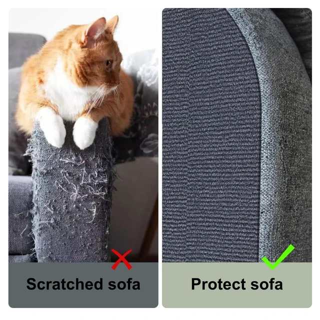 Alt view image 3 of 6 - Cat Scratch Couch Furniture Protector, Self-Adhesive Scratch Pad | 39.3x15.8In, DIY Climbing Cat Carpet Mat for Door Window Protector, Couch Guard from Claws with Pins & Tape (LightGrey)