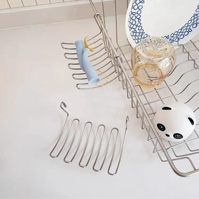 Alt view image 3 of 6 - Kitchen Sponge Holder Kitchen Sink Caddy Organizer Attach to Standard Dish Drying Rack Hanging Drip Tray for Zero Scratch Scrub Sponge Dish Brush Set Bottle Brush Dishwashing Block Soap Bar