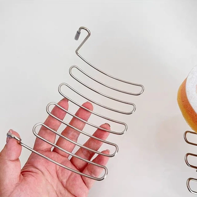 Alt view image 5 of 6 - Kitchen Sponge Holder Kitchen Sink Caddy Organizer Attach to Standard Dish Drying Rack Hanging Drip Tray for Zero Scratch Scrub Sponge Dish Brush Set Bottle Brush Dishwashing Block Soap Bar