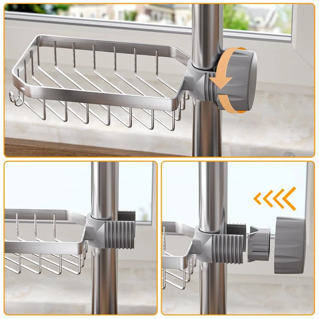 Alt view image 4 of 7 - Sponge Holder Over Faucet Kitchen Sink Caddy Organizer, Stainless Steel Sink Rack for Sponge, Brush and Soap, Quick Drain Hanging Faucet Holder