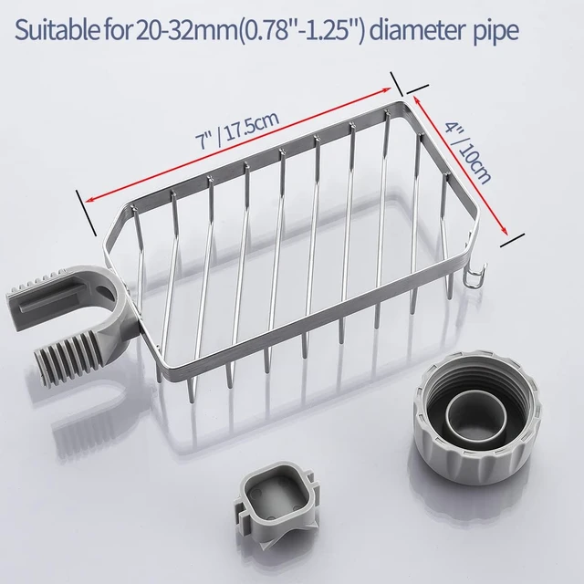Alt view image 6 of 7 - Sponge Holder Over Faucet Kitchen Sink Caddy Organizer, Stainless Steel Sink Rack for Sponge, Brush and Soap, Quick Drain Hanging Faucet Holder