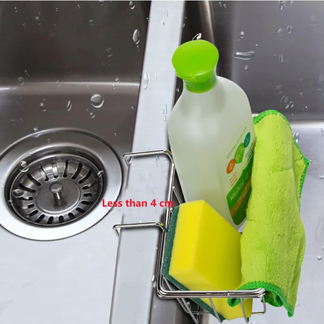 Alt view image 3 of 7 - Sponge Holder for Kitchen Sink, Stainless Steel | Movable Brush Holder, Dish Cloth Hanger, Hanging Caddy, Hooked Sink Caddy, Sinks Basket