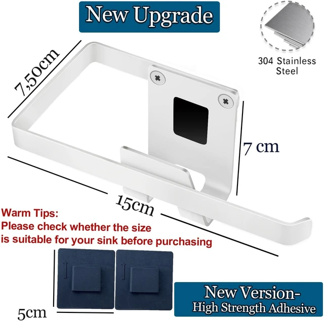 Alt view image 2 of 6 - Sponge Holder for Kitchen Sink, Sink Caddy, Wall Hanging or in-Sink | Removable Sink Rack, Rustproof Brush Holder, Self-Draining Sink Organizer, Inside Sink, Wall-Mounted, White, No Drilling