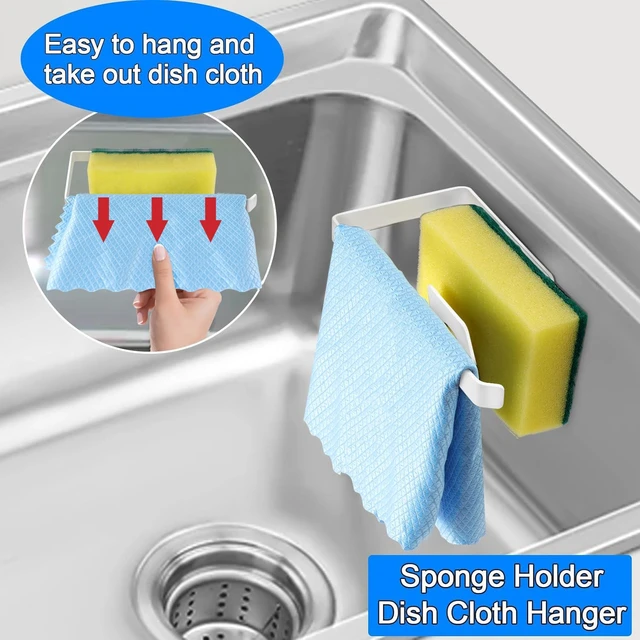Alt view image 4 of 6 - Sponge Holder for Kitchen Sink, Sink Caddy, Wall Hanging or in-Sink | Removable Sink Rack, Rustproof Brush Holder, Self-Draining Sink Organizer, Inside Sink, Wall-Mounted, White, No Drilling