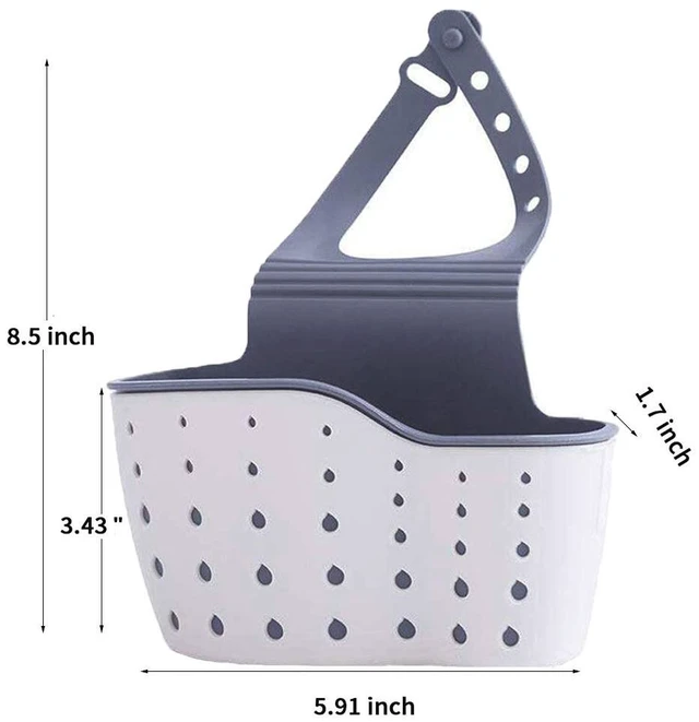 Alt view image 2 of 7 - Kitchen Sink Caddy Sponge Holder Silicone Plastic Soap Holder Hanging Ajustable Strap Faucet Caddy with Drain Holes for Drying