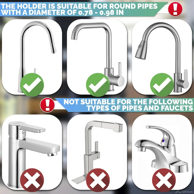 Alt view image 6 of 7 - Stainless Steel Faucet Sponge Holder, 360° Rotating Design | Kitchen Sink Faucet Organizer; Holds Sponges and Brushes; 0.78"-0.98" Diameter Pipe; Rust-Resistant; for Kitchen and Bathroom