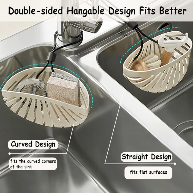 Alt view image 4 of 7 - Dish Sponge Holder for Kitchen Sink Suction,Kitchen Sink Caddy Organizer | Hangable Dish Sponge Holder