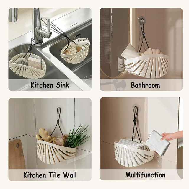 Alt view image 3 of 7 - Dish Sponge Holder for Kitchen Sink Suction,Kitchen Sink Caddy Organizer | Hangable Dish Sponge Holder