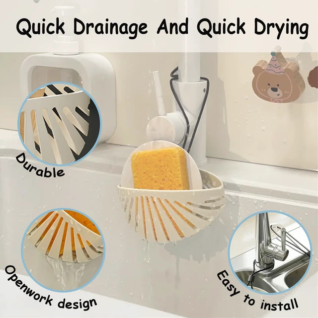 Alt view image 5 of 7 - Dish Sponge Holder for Kitchen Sink Suction,Kitchen Sink Caddy Organizer | Hangable Dish Sponge Holder