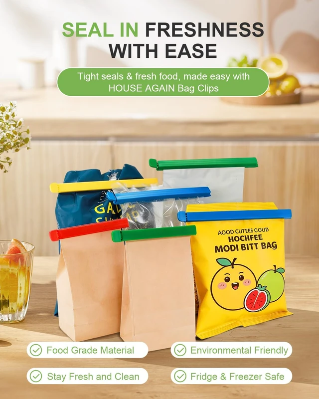 Alt view image 6 of 7 - 12 PCS Plastic Chip Clips with Magnetic, Bag Clip for Food Storage, Food Bag Sealing Clip, Wide Open Food Clips for Bread, Snacks, Fridge Organizer Kitchen, Easy to Store (8 x S,4 x L)