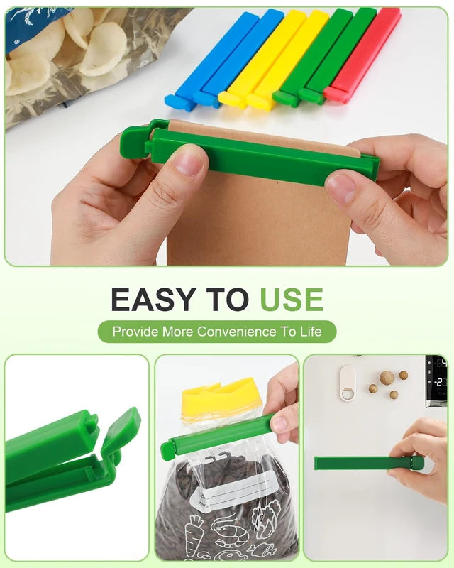 Alt view image 7 of 7 - 12 PCS Plastic Chip Clips with Magnetic, Bag Clip for Food Storage, Food Bag Sealing Clip, Wide Open Food Clips for Bread, Snacks, Fridge Organizer Kitchen, Easy to Store (8 x S,4 x L)