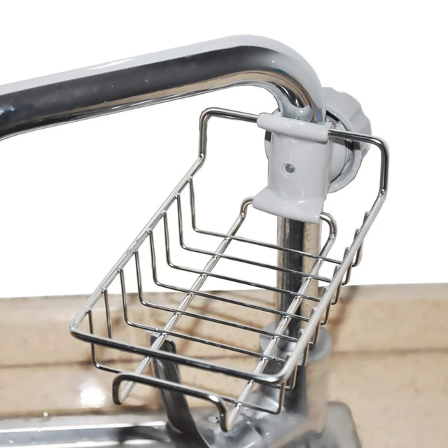 Alt view image 5 of 7 - Stainless Steel Over Faucet Sink Caddy, Detachable Hanging Sponge Holder | for Kitchen & Bathroom, Adjustable Drain Storage Rack for Sponges, Scrub Brushes, Soap, Dishcloth