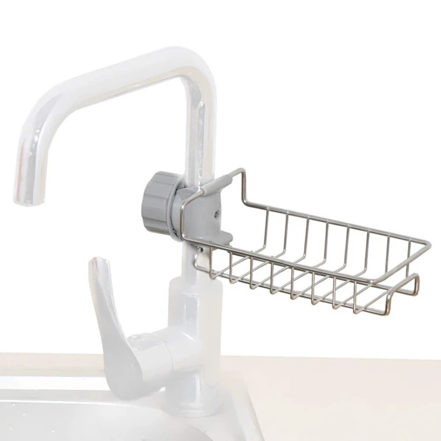 Alt view image 6 of 7 - Stainless Steel Over Faucet Sink Caddy, Detachable Hanging Sponge Holder | for Kitchen & Bathroom, Adjustable Drain Storage Rack for Sponges, Scrub Brushes, Soap, Dishcloth