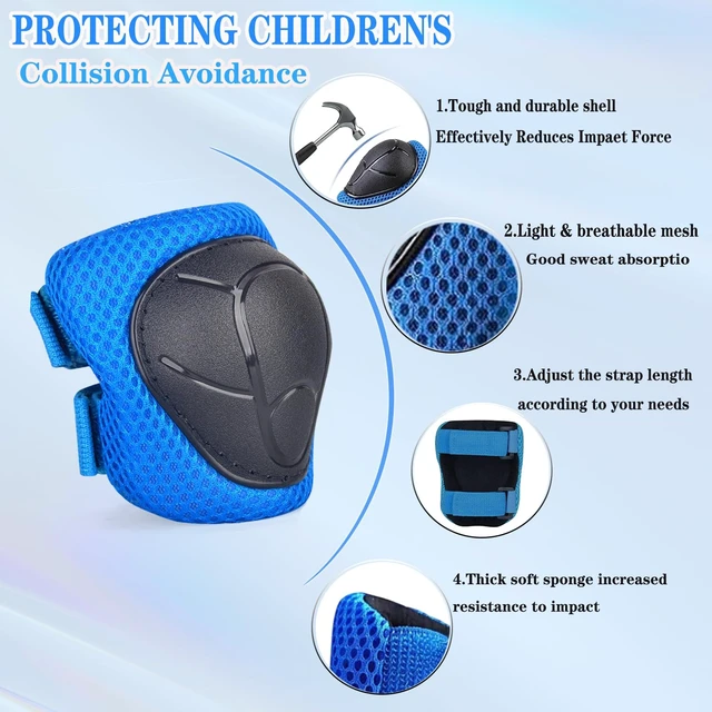 Alt view image 2 of 7 - Kids/Youth Knee Pads and Elbow Pads Set for Kids 3-14 Years Boys Girls Protective Gear Set Adjustable Knee Pads, Elbow Pads, Wrist Guards Skateboard Skating Skiing Cycling Biking Running Scooter
