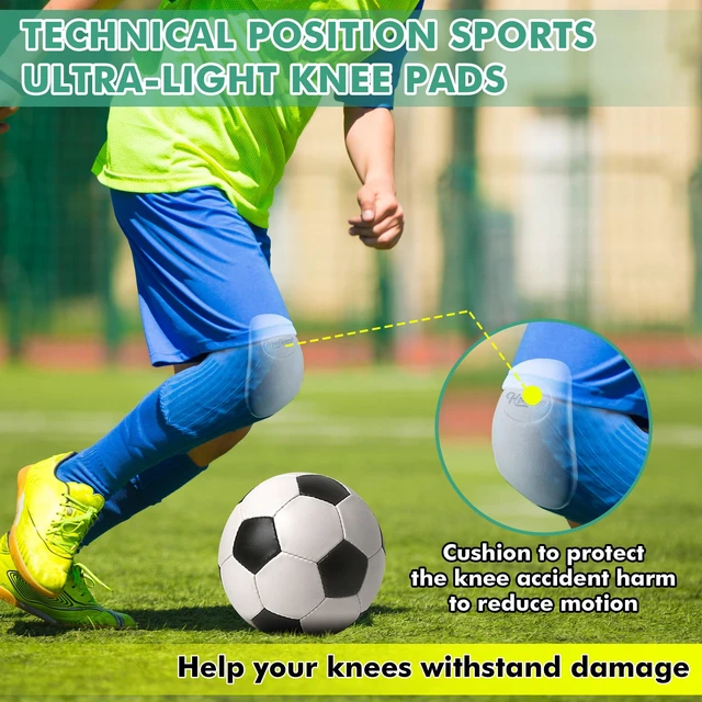 Alt view image 3 of 7 - 4 Pcs Football Knee Pads, Ultra Light Skill Positions,Youth | Anti Collision in Basketball Volleyball Soccer Cycling, School Team Knee Sleeve, Lightweight Protector for Boys Girls