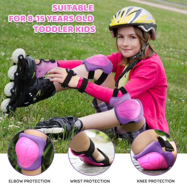 Alt view image 2 of 7 - Knee Pads for Kids,6in1 Kids Protective Gear Set Elbow Pads Wrist Guards 315 Boys Girls Toddlers, Safety Gear for Skating Cycling Bike Rollerblading Scooter BMX Skateboard Inline Skating