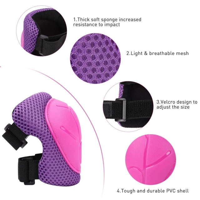Alt view image 6 of 7 - Knee Pads for Kids,6in1 Kids Protective Gear Set Elbow Pads Wrist Guards 315 Boys Girls Toddlers, Safety Gear for Skating Cycling Bike Rollerblading Scooter BMX Skateboard Inline Skating