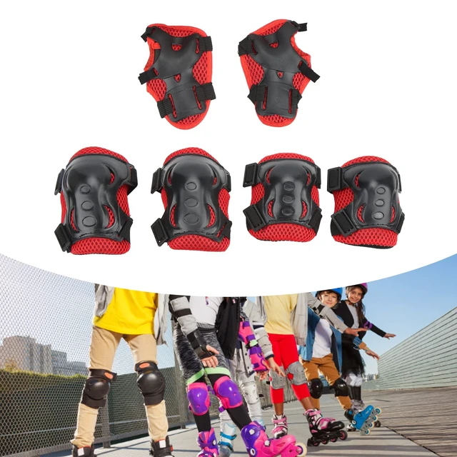 Alt view image 5 of 6 - Knee Pad Elbow Pads Guards Protective Gear Set, Red, for 5-16 Years Kids/Youth/Child, for Roller Skates Cycling BMX Bike Skateboard Scooter Riding Sports
