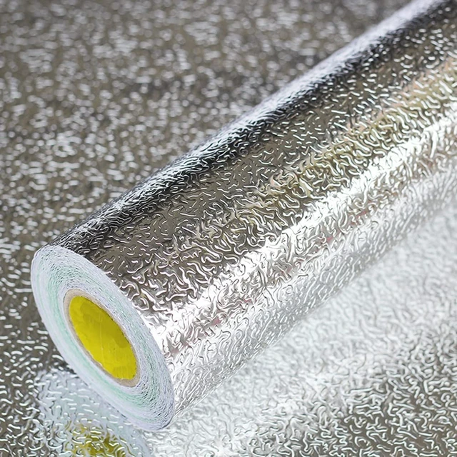 Alt view image 2 of 7 - Kitchen Oil Proof Sticker Aluminum Foil Self-Adhesive Contact Paper | Backsplash Peel and Stick Wallpaper Silver Countertop Cabinet Liner Shelf Liner Waterproof Heat Resistant (15.7X197 Inches)