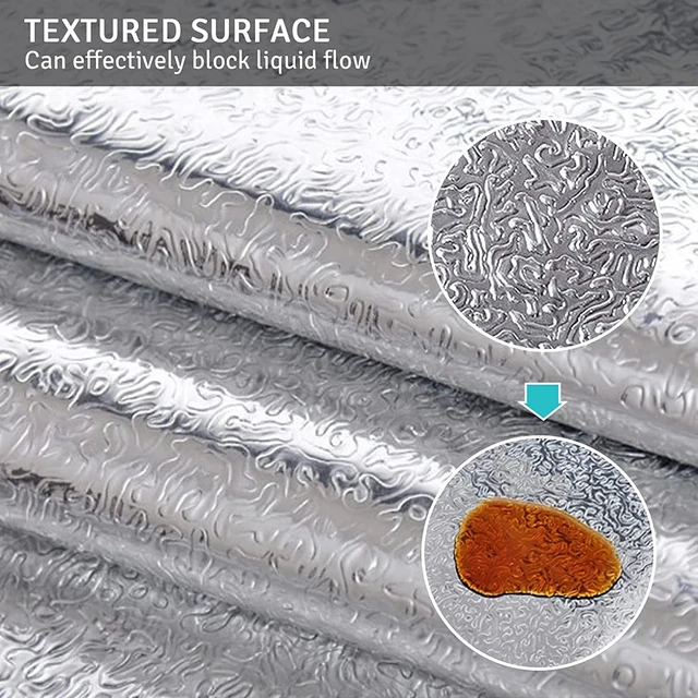 Alt view image 5 of 7 - Kitchen Oil Proof Sticker Aluminum Foil Self-Adhesive Contact Paper | Backsplash Peel and Stick Wallpaper Silver Countertop Cabinet Liner Shelf Liner Waterproof Heat Resistant (15.7X197 Inches)